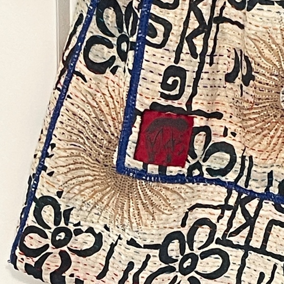 Mieko Mintz Kantha Kimono Reversible Jacket Black & Orange Mixed Print sz M - Picture 16 of 16